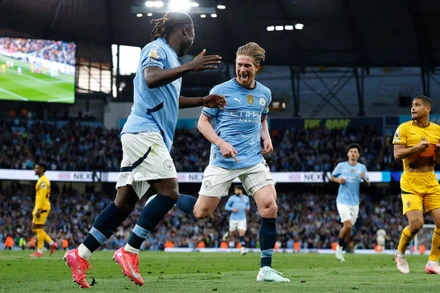 De Bruyne ghi bàn thắng duy nhất cho Man City trước Wolverhampton. (Ảnh: MCFC)