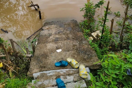 Nơi 2 chị em bị đuối nước thương tâm. 