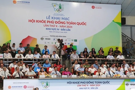 Các đại biểu tham dự lễ khai mạc Hội khỏe Phù Đổng toàn quốc lần thứ X - khu vực IV năm 2024.