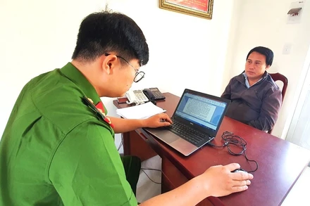 Đối tượng Nguyễn Ngọc Trí tại cơ quan Công an.