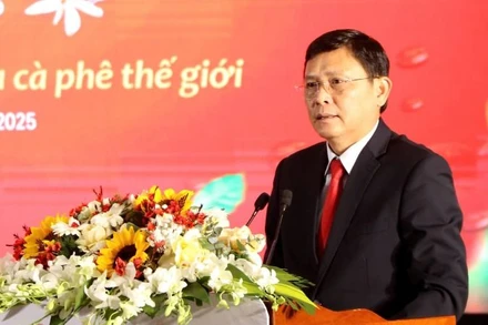 Phó chủ tịch Thường trực Ủy ban nhân dân tỉnh Đắk Lắk Nguyễn Tuấn Hà, Trưởng Ban tổ chức Lễ hội Cà-phê Buôn Ma Thuột lần thứ 9 năm 2025 phát biểu tại buổi họp báo.