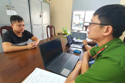 Đối tượng Hồ Văn Kiều tại cơ quan Công an.