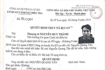 Nguyễn Quang Tân, 1 trong 4 đối tượng bị truy nã.