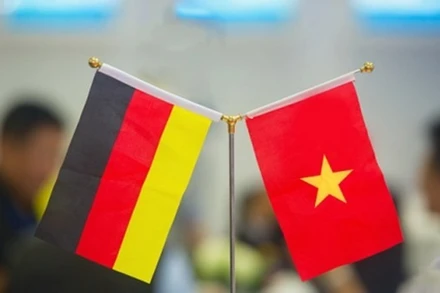 Quốc kỳ Việt Nam và Đức. (Ảnh: TTXVN)