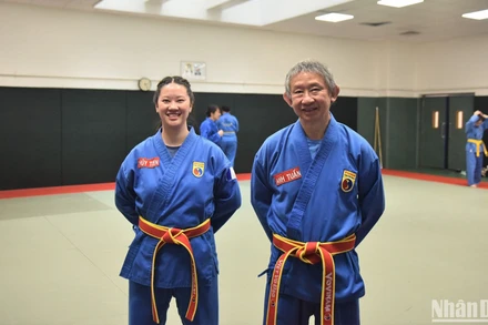 Hai cha con võ sư Trương Anh Tuấn - Trương Thủy Tiên. (Ảnh: Minh Duy)