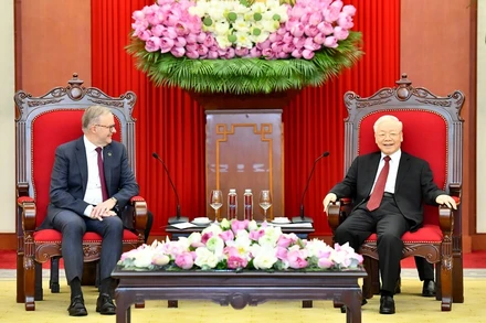 Tổng Bí thư Nguyễn Phú Trọng tiếp Thủ tướng Australia Anthony Albanese. (Ảnh: Đăng Khoa)