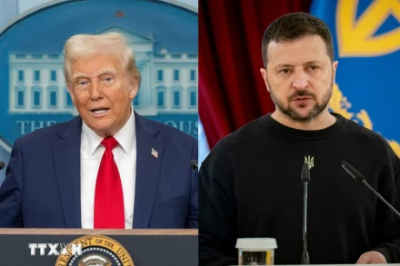Tổng thống Donald Trump và Tổng thống Volodymyr Zelensky. (Nguồn: AFP-Getty Images/TTXVN)