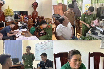 Hình ảnh lực lượng Công an đấu tranh với các đối tượng cho vay nặng lãi trong giao dịch dân sự và tổ chức, đánh bạc.