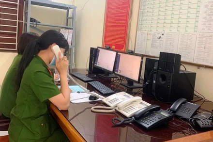 Bộ phận tiếp nhận thông tin 114 của Công an Thanh Hóa.