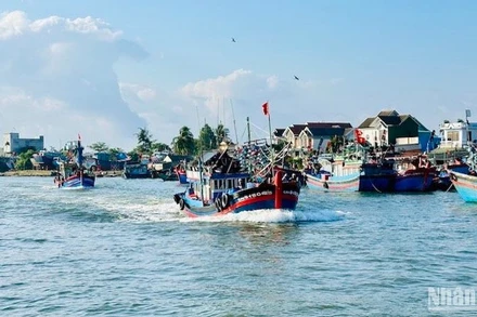 Tàu cá xuất bến cảng Sa Kỳ đánh bắt hải sản xa khơi.