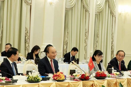 Chủ tịch nước Nguyễn Xuân Phúc phát biểu tại cuộc hội đàm với Thủ tướng Vương quốc Thái Lan Prayut Chan-o-cha. (Ảnh: Thống Nhất/TTXVN)