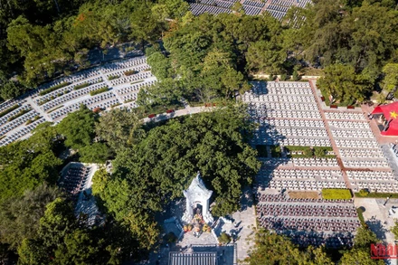 Nghĩa trang quốc gia Trường Sơn nhìn từ trên cao. (Ảnh: THÀNH ĐẠT)