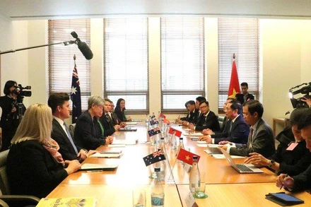 Hai bộ trưởng đồng chủ trì Hội nghị Bộ trưởng Ngoại giao Việt Nam-Australia lần thứ 4. (Ảnh: baochinhphu.vn)