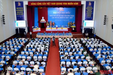 Toàn cảnh Đại hội Đoàn TNCS Hồ Chí Minh tỉnh Bình Thuận lần thứ 13, nhiệm kỳ 2022-2027.