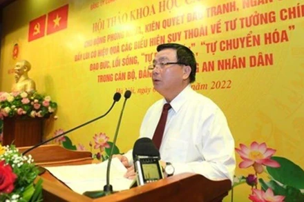 GS, TS Nguyễn Xuân Thắng phát biểu tại Hội thảo. (Ảnh: Báo Công an nhân dân)