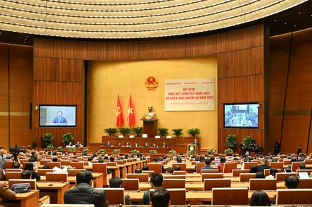 Quang cảnh hội nghị tổng kết công tác năm 2022 và triển khai nhiệm vụ năm 2023. (Ảnh: DUY LINH)