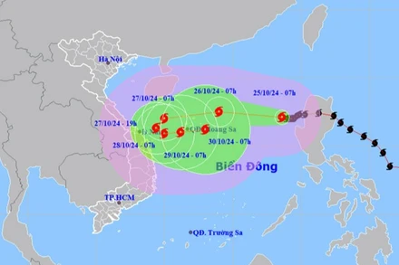 Vị trí và hướng di chuyển của bão số 6. (Nguồn: nchmf.gov.vn)
