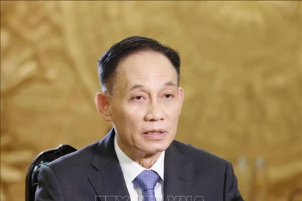 Trưởng Ban Đối ngoại Trung ương Lê Hoài Trung trả lời phỏng vấn báo chí. Ảnh: Phương Hoa/TTXVN