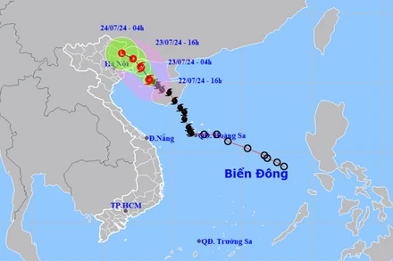 Vị trí và hướng di chuyển của bão số 2. (Nguồn: nchmf.gov.vn)