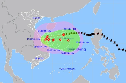 Vị trí và hướng di chuyển của bão số 6. (Nguồn: nchmf.gov.vn)