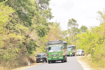 Các phương tiện tham gia giao thông trên Quốc lộ 29 nối hai tỉnh Đắk Lắk và Phú Yên hiện nay.