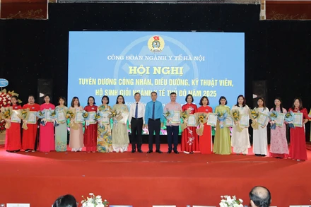 Các công nhân, điều dưỡng, kỹ thuật viên, nữ hộ sinh được tuyên dương tại hội nghị.