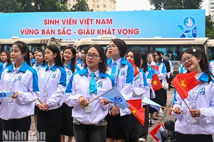 Đại biểu dự Đại hội đại biểu toàn quốc Hội Sinh viên Việt Nam lần thứ XI, nhiệm kỳ 2023-2028. (Ảnh DUY LINH)