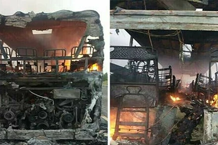 Hiện trường vụ tai nạn. (Nguồn: SAMAA)