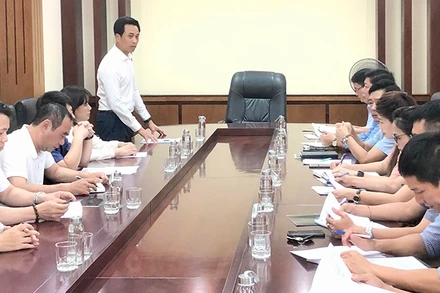 Ông Nguyễn Ánh Dương - Giám đốc Trung tâm Xúc tiến Đầu tư, Thương mại, Du lịch thành phố Hà Nội phát biểu tại buổi làm việc (Ảnh: HPA)