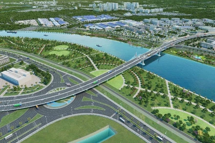 Phối cảnh tuyến đường vành đai 2 vừa được khởi công xây dựng.