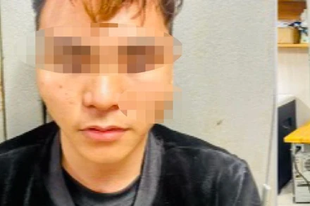 Đối tượng Nguyễn Ngọc Thành tại cơ quan công an (ảnh do cơ quan công an cung cấp).