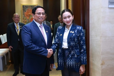 Thủ tướng Chính phủ Phạm Minh Chính và Thủ tướng Thái Lan Paetongtarn Shinawatra (Ảnh: Nhật Bắc/VGP)
