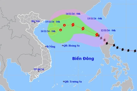 Vị trí và hướng di chuyển của bão số 8. (Nguồn: nchmf.gov.vn)