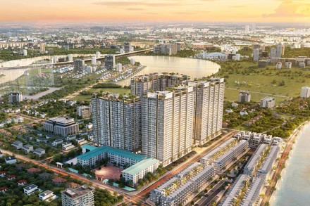 Toàn cảnh một dự án căn hộ cao cấp tại khu vực phía nam Hà Nội. 