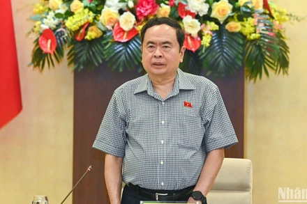 Chủ tịch Quốc hội Trần Thanh Mẫn phát biểu tại cuộc làm việc. (Ảnh: DUY LINH)