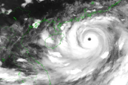 Mắt bão Yagi nhìn từ vệ tinh.