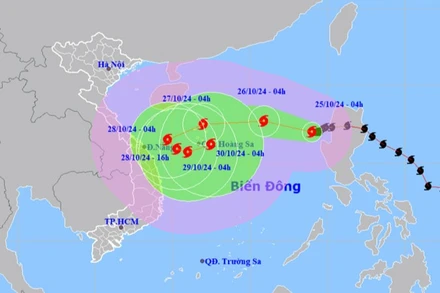 Vị trí và hướng di chuyển của bão số 6. (Nguồn: nchmf.gov.vn)