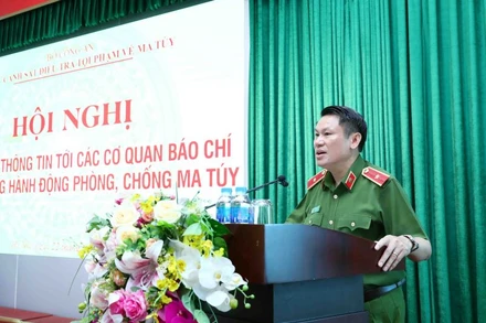 Cục trưởng Cục Cảnh sát điều tra tội phạm về ma túy, Thiếu tướng Nguyễn Văn Viện trả lời báo chí.