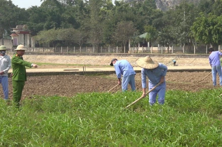 Học viên tham gia lao động sản xuất.