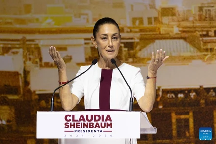 Tổng thống Mexico Claudia Sheinbaum (Ảnh: Tân Hoa xã)