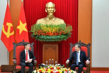 Tổng Bí thư Tô Lâm tiếp Đại sứ Liên minh châu Âu (EU) tại Việt Nam Julien Guerrier. (Ảnh: ĐĂNG KHOA) 