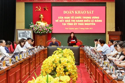 Đoàn khảo sát kết quả thi hành Điều lệ Đảng làm việc với Ban Thường vụ Tỉnh ủy Thái Nguyên