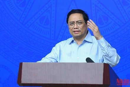 Thủ tướng Phạm Minh Chính, Trưởng Ban Chỉ đạo Quốc gia phòng, chống dịch Covid-19 phát biểu tại Phiên họp. (Ảnh: TRẦN HẢI)