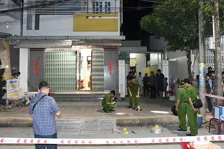 Khám nghiệm hiện trường vụ cướp tiệm vàng trên địa bàn tỉnh Trà Vinh ngày 30/11/2023.