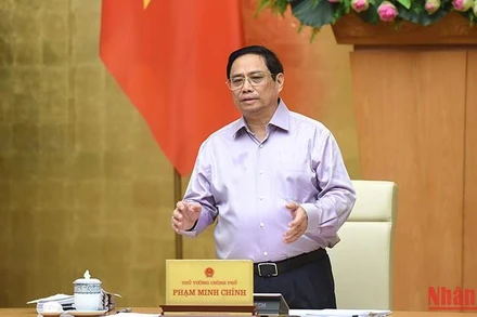 Thủ tướng Phạm Minh Chính phát biểu tại phiên họp. (Ảnh: TRẦN HẢI)