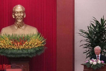 Tổng Bí thư Nguyễn Phú Trọng phát biểu tại buổi gặp mặt.