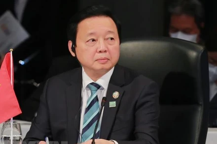 Phó Thủ tướng kiêm Bộ trưởng Tài nguyên và Môi trường Trần Hồng Hà tại phiên khai mạc hội nghị. (Ảnh: TTXVN)