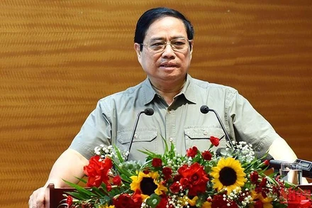 Thủ tướng Phạm Minh Chính phát biểu tại buổi làm việc. (Ảnh: TRẦN HẢI)