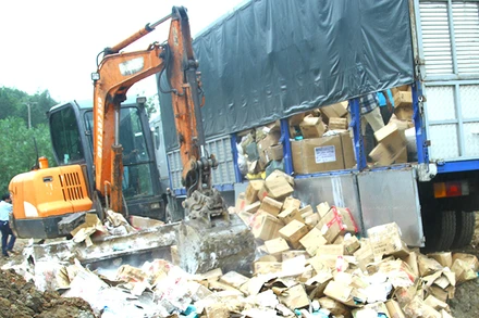 Tỉnh Quảng Bình tổ chức tiêu hủy hàng lậu, hàng giả bị tịch thu, xử lý. (Ảnh: minh họa) 
