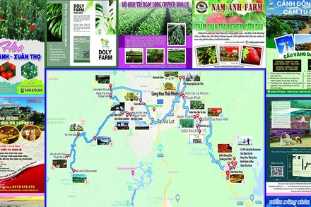 Bản đồ các làng hoa truyền thống Đà Lạt và một số điểm đến.